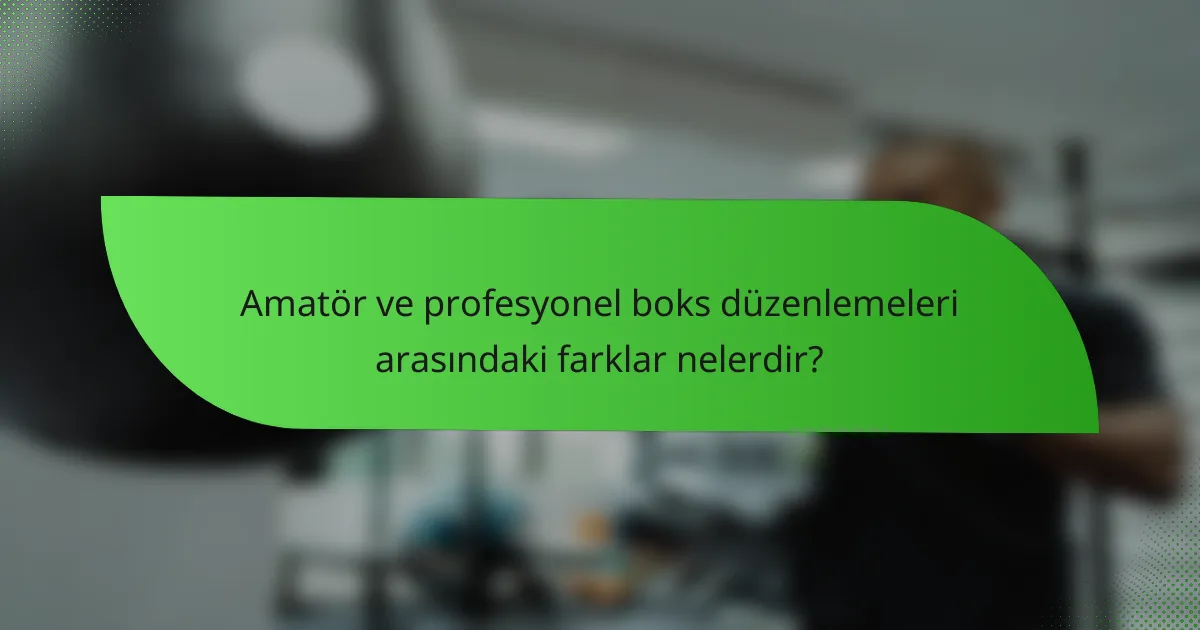 Amatör ve profesyonel boks düzenlemeleri arasındaki farklar nelerdir?