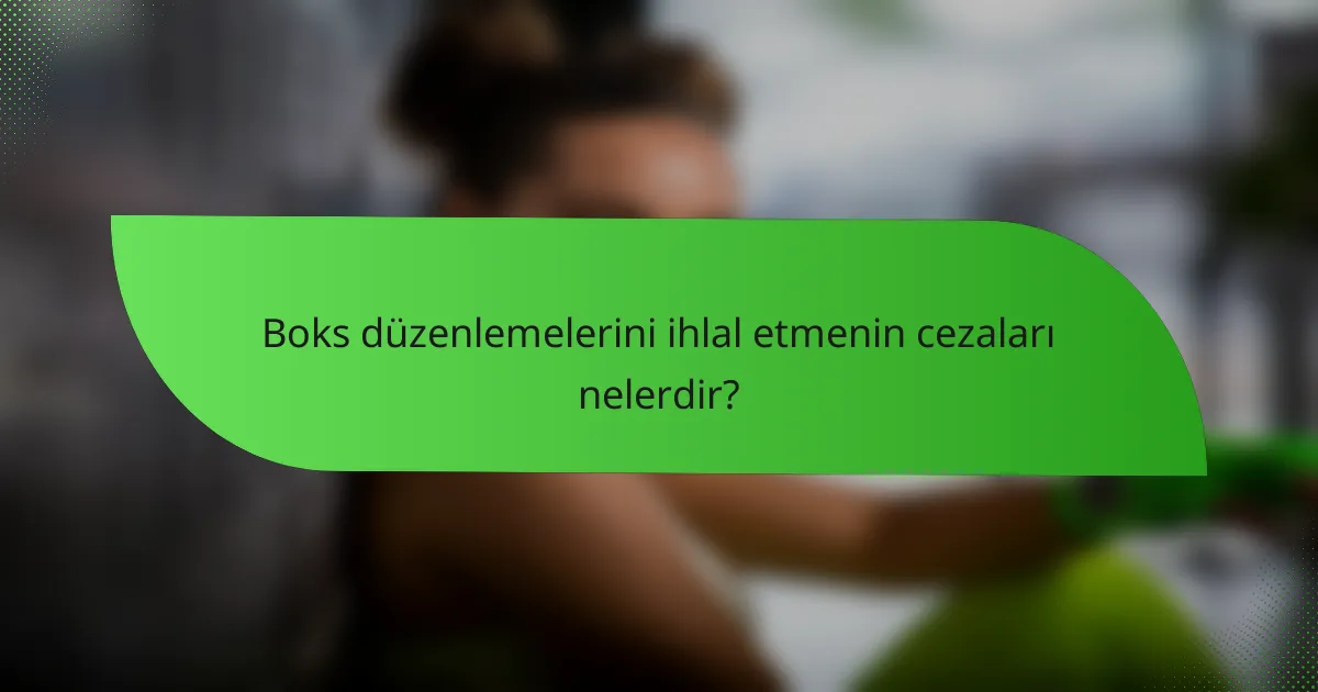 Boks düzenlemelerini ihlal etmenin cezaları nelerdir?