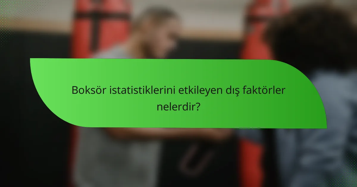 Boksör istatistiklerini etkileyen dış faktörler nelerdir?