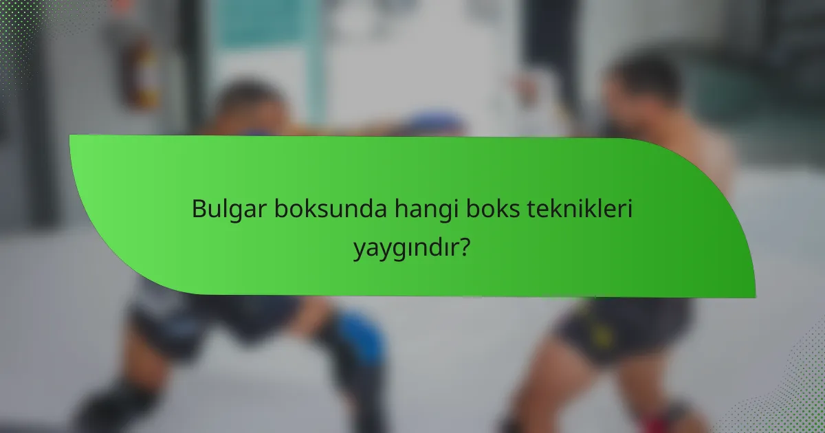Bulgar boksunda hangi boks teknikleri yaygındır?