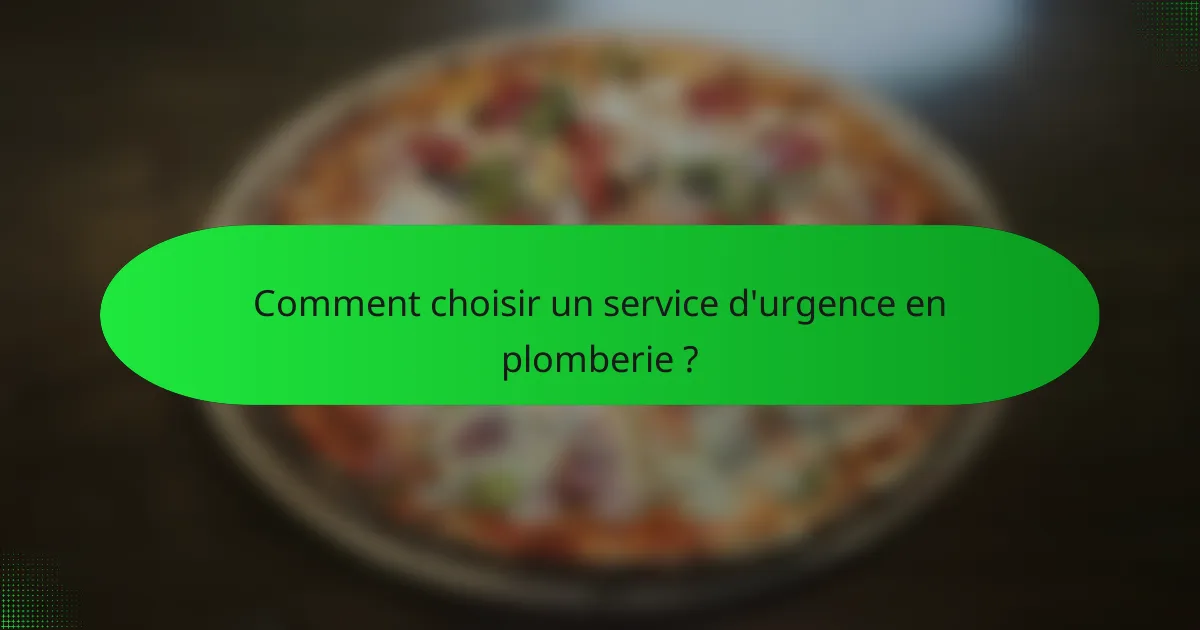 Comment choisir un service d'urgence en plomberie ?