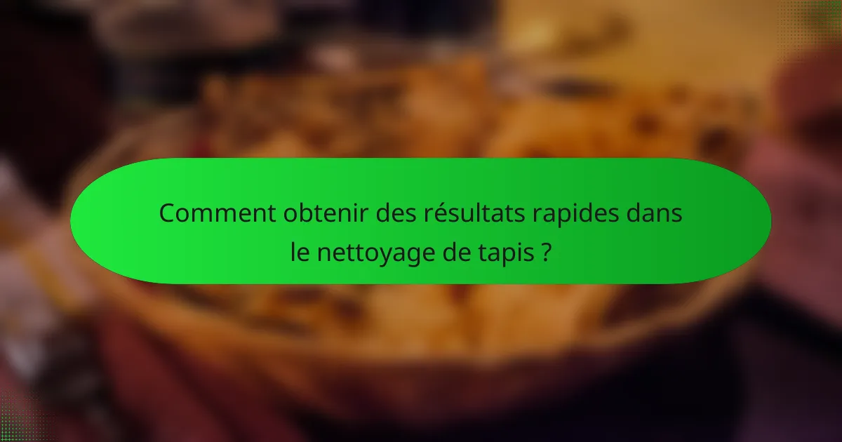 Comment obtenir des résultats rapides dans le nettoyage de tapis ?