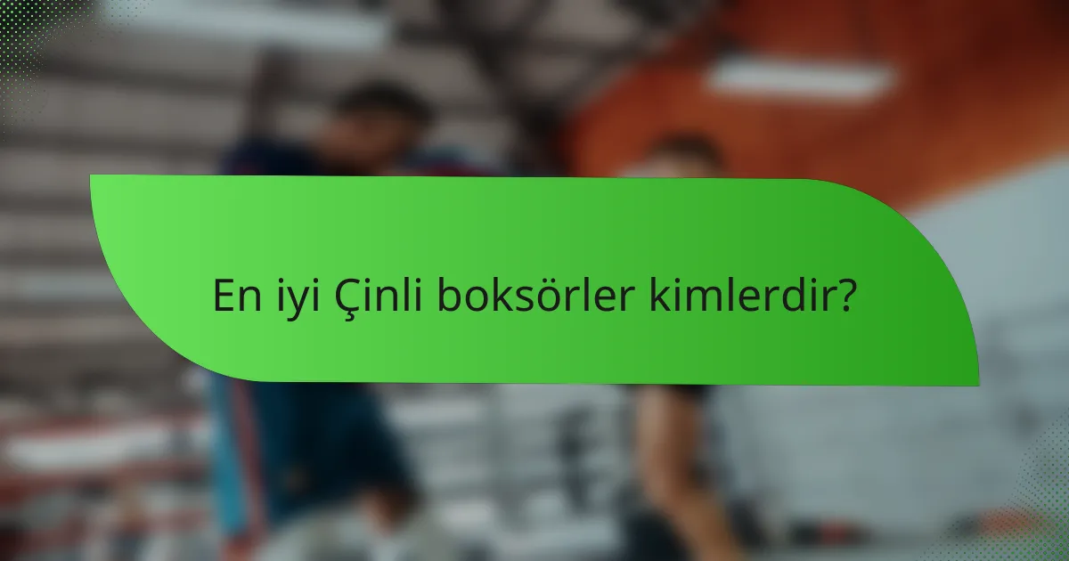 En iyi Çinli boksörler kimlerdir?