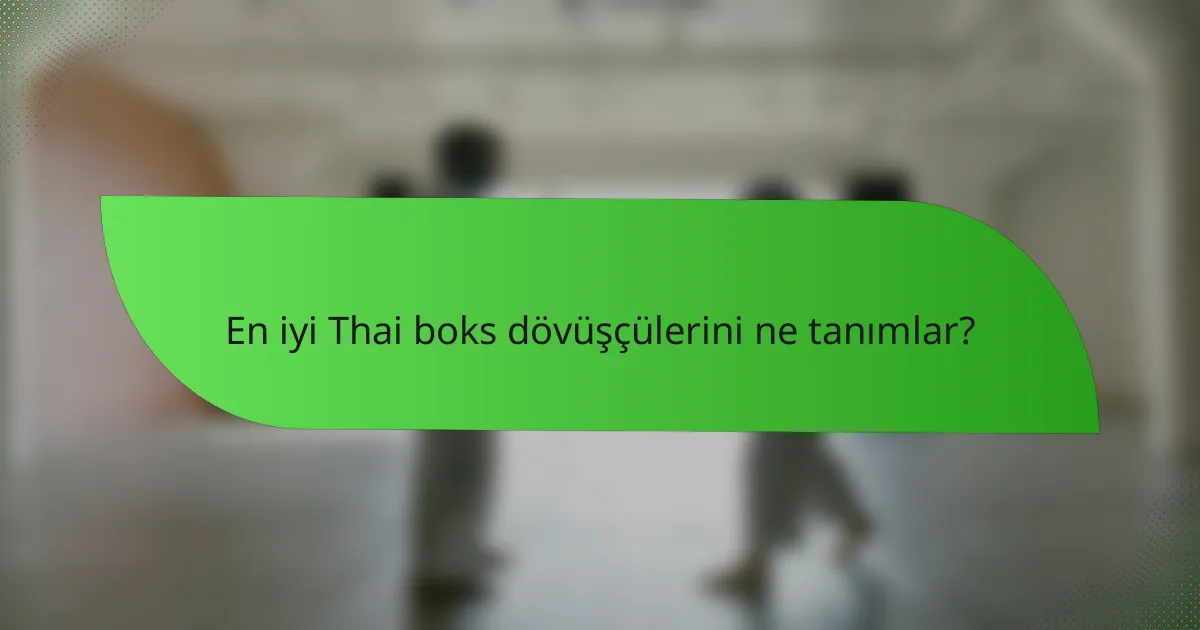 En iyi Thai boks dövüşçülerini ne tanımlar?