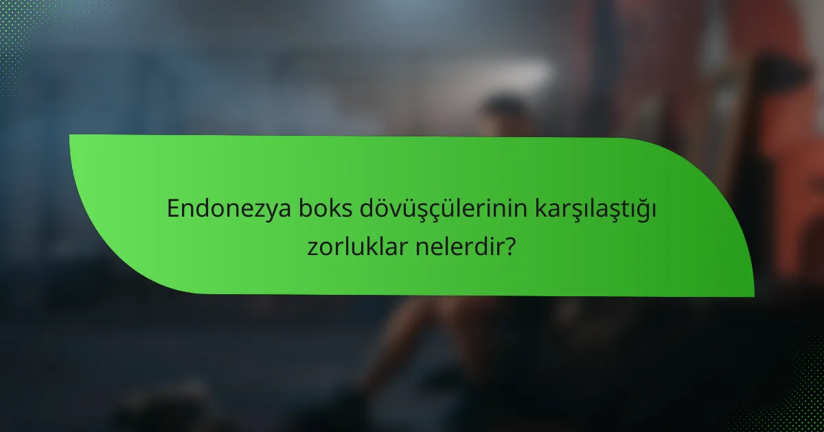 Endonezya boks dövüşçülerinin karşılaştığı zorluklar nelerdir?