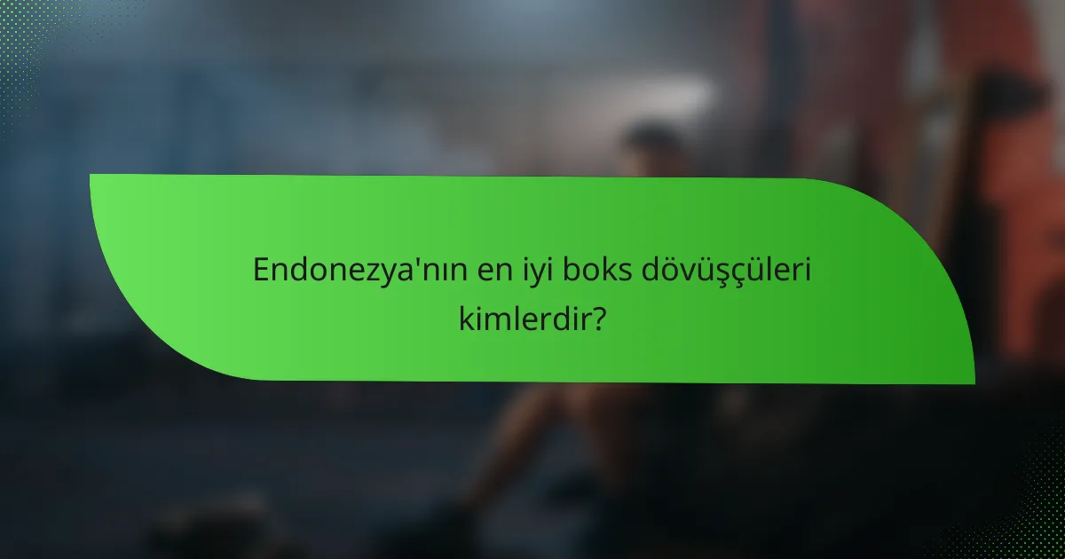 Endonezya'nın en iyi boks dövüşçüleri kimlerdir?