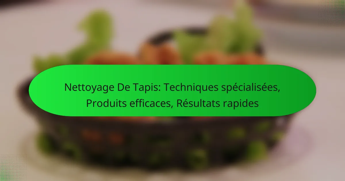 Nettoyage De Tapis: Techniques spécialisées, Produits efficaces, Résultats rapides