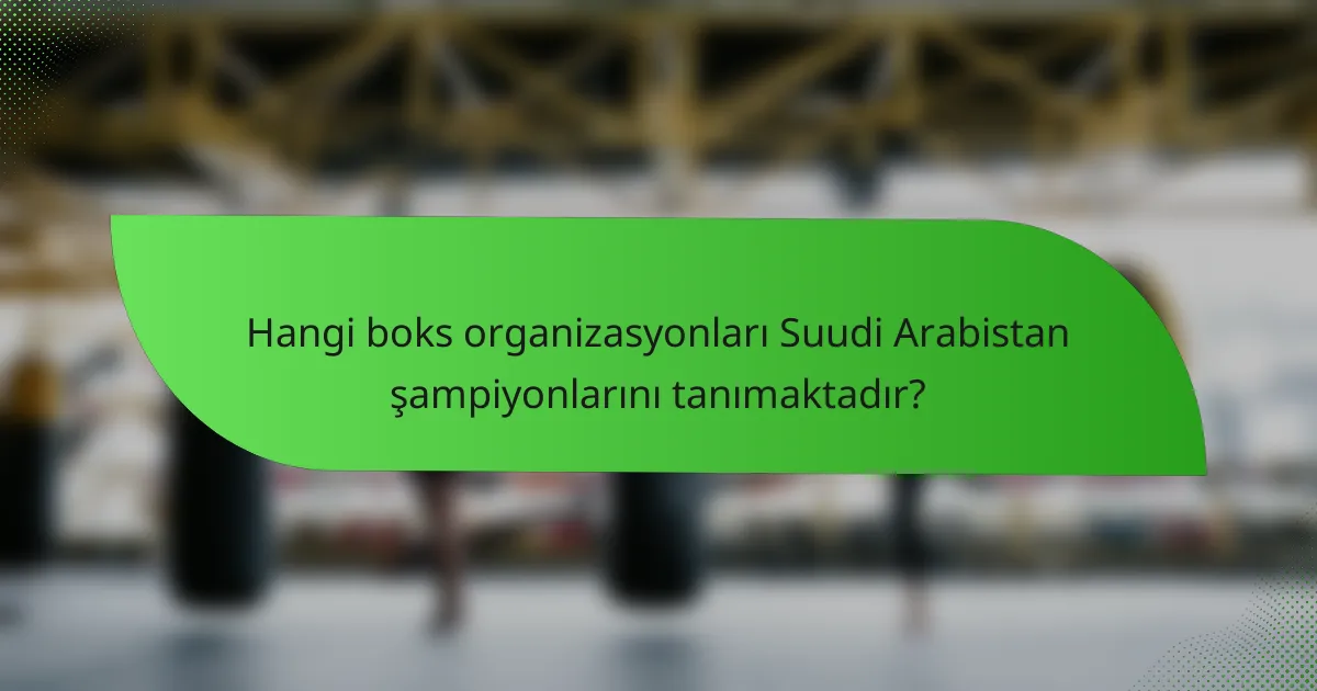 Hangi boks organizasyonları Suudi Arabistan şampiyonlarını tanımaktadır?
