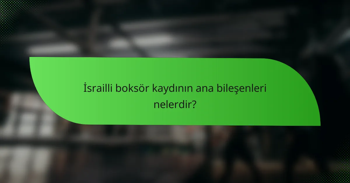 İsrailli boksör kaydının ana bileşenleri nelerdir?