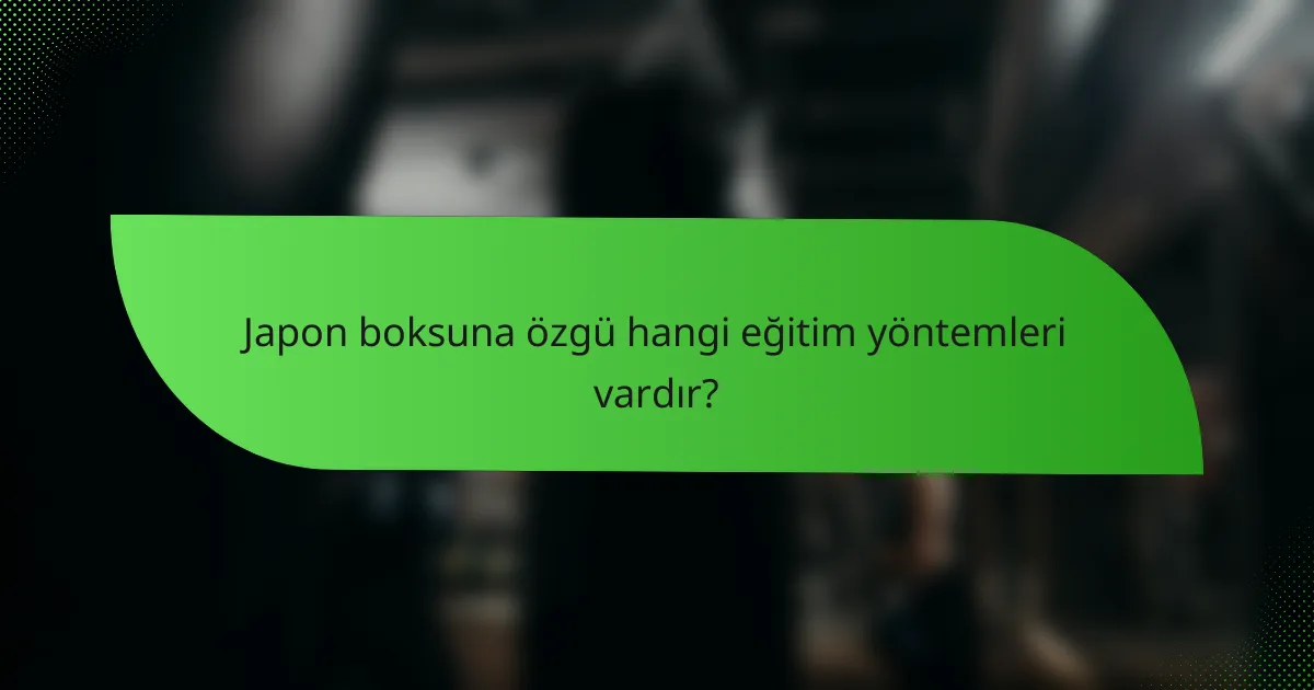Japon boksuna özgü hangi eğitim yöntemleri vardır?