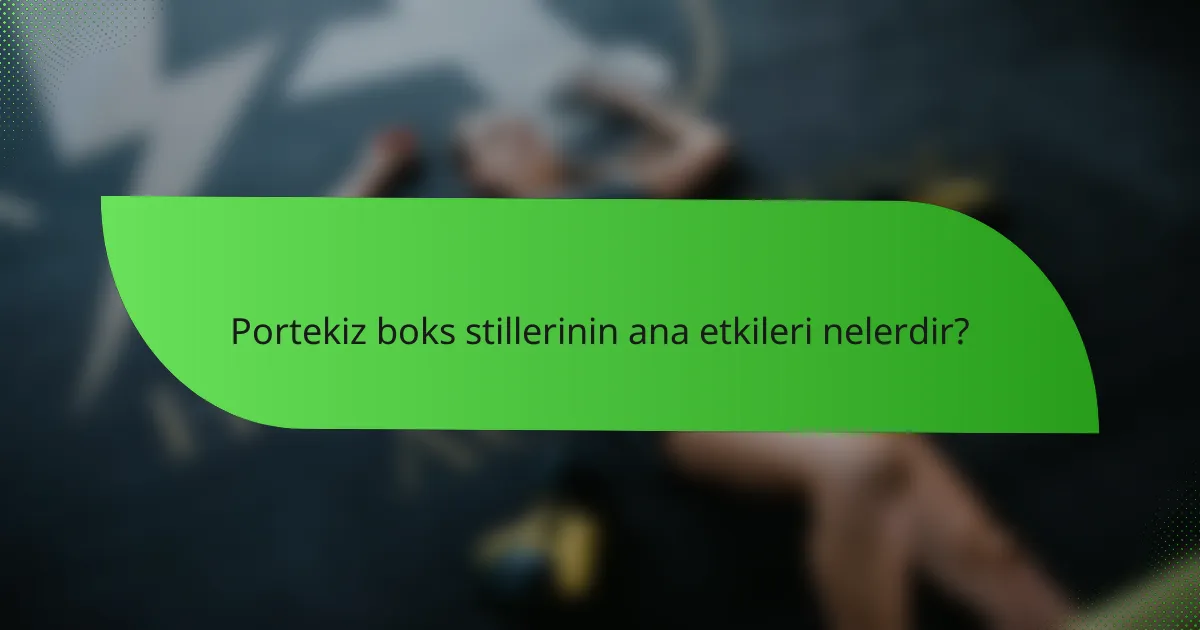 Portekiz boks stillerinin ana etkileri nelerdir?