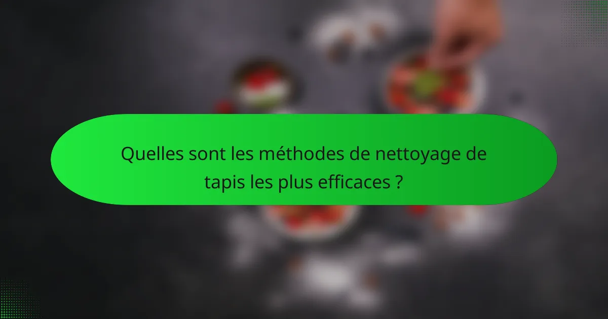 Quelles sont les méthodes de nettoyage de tapis les plus efficaces ?