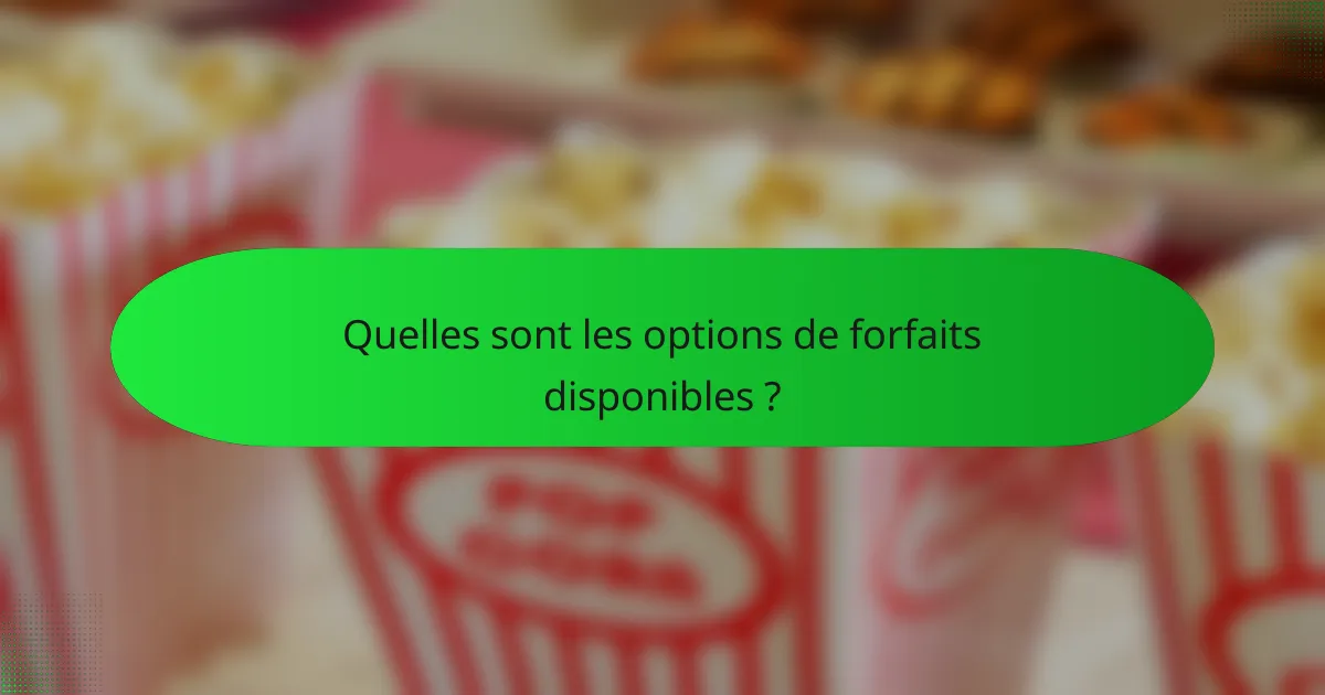 Quelles sont les options de forfaits disponibles ?