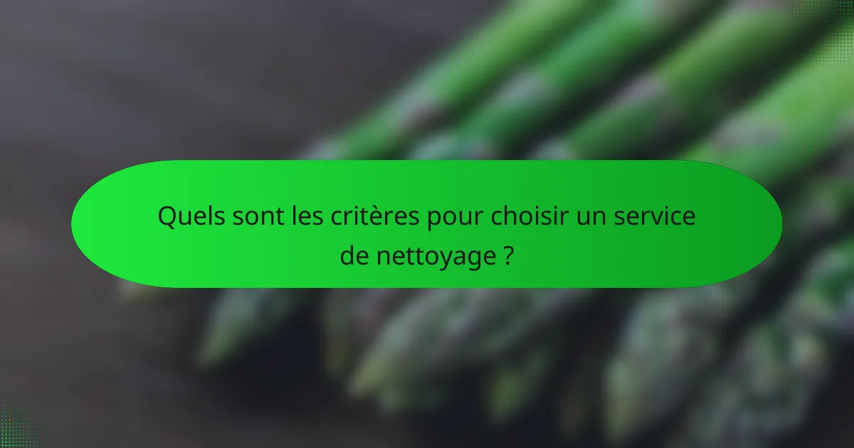Quels sont les critères pour choisir un service de nettoyage ?