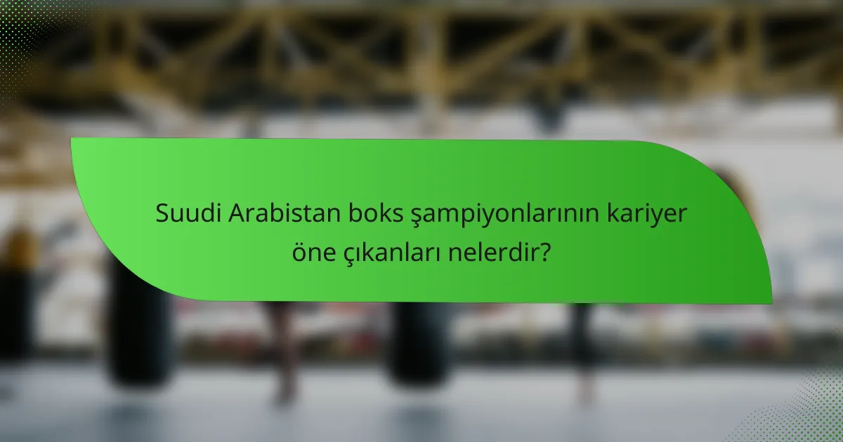 Suudi Arabistan boks şampiyonlarının kariyer öne çıkanları nelerdir?