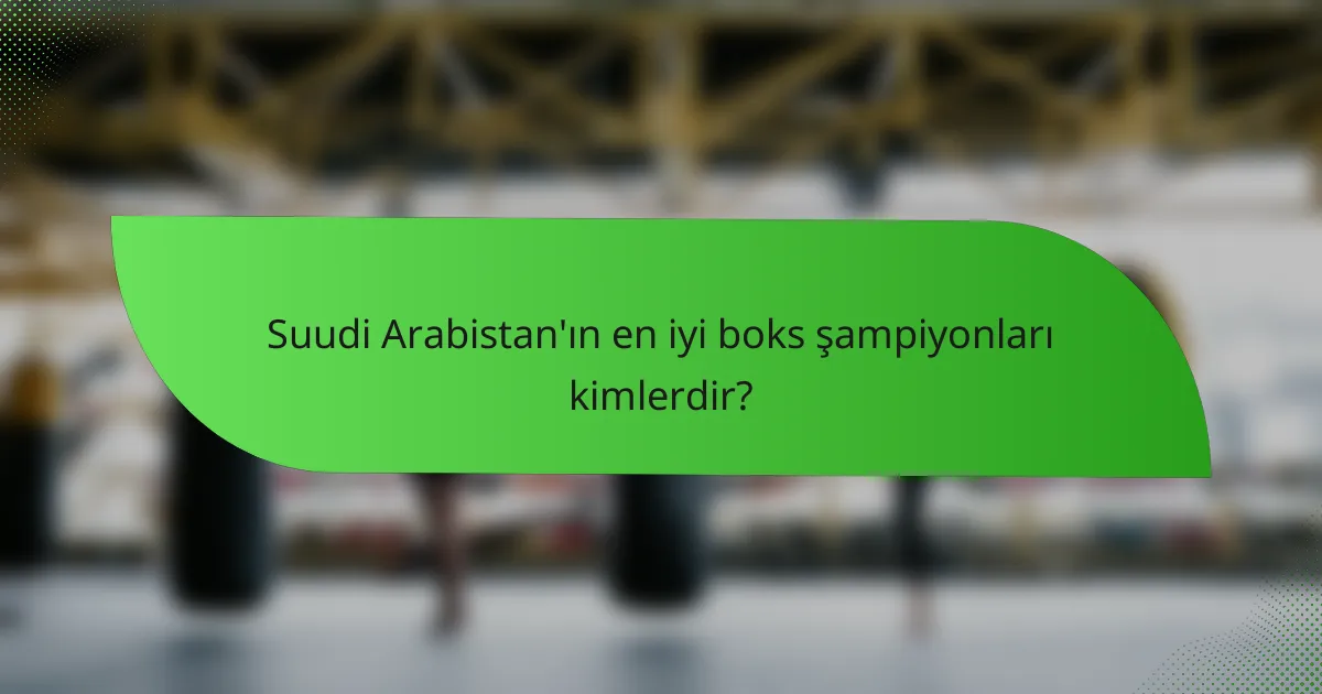 Suudi Arabistan'ın en iyi boks şampiyonları kimlerdir?