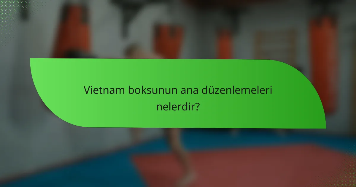 Vietnam boksunun ana düzenlemeleri nelerdir?